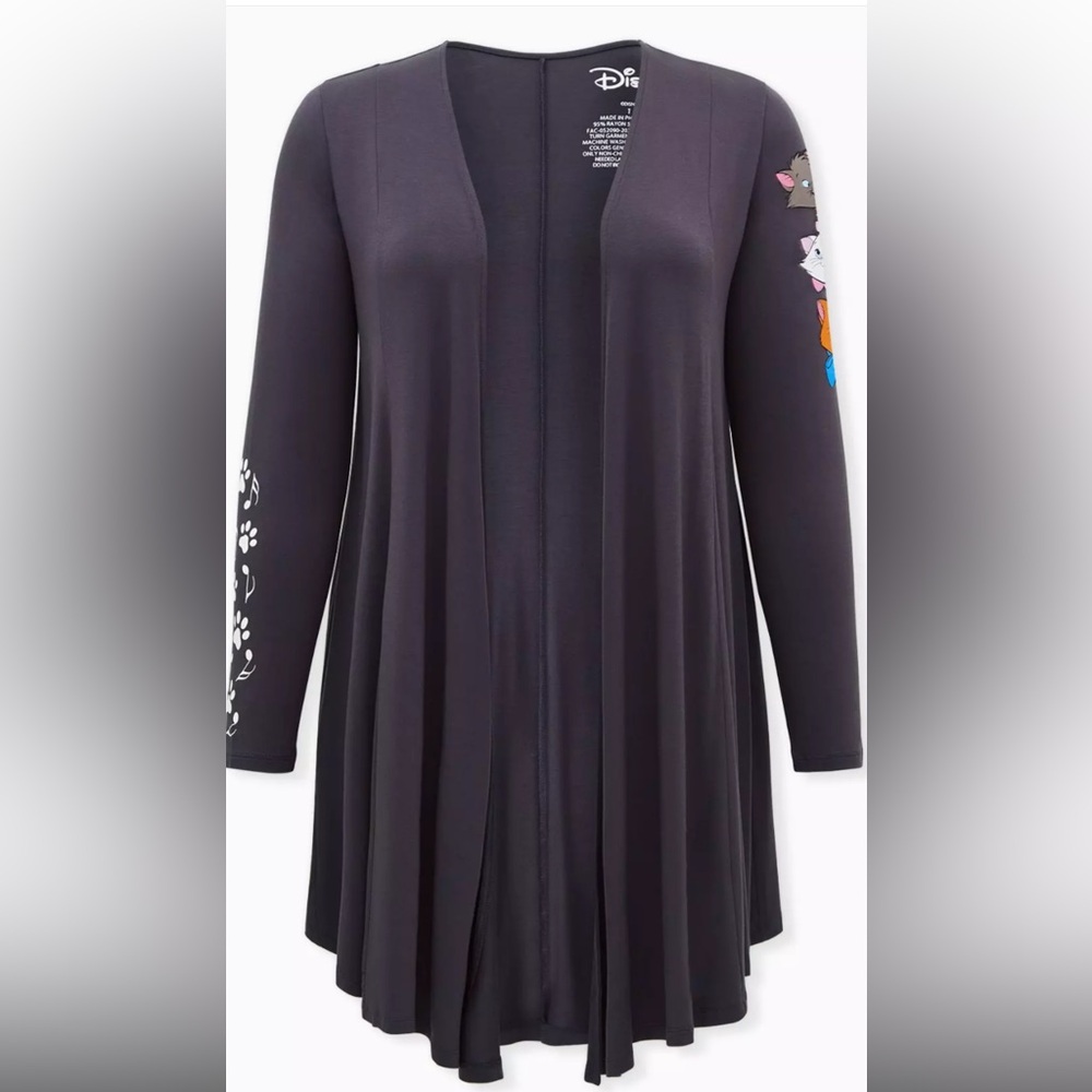 Torrid Disney Gray Aristocats Open Cardigan